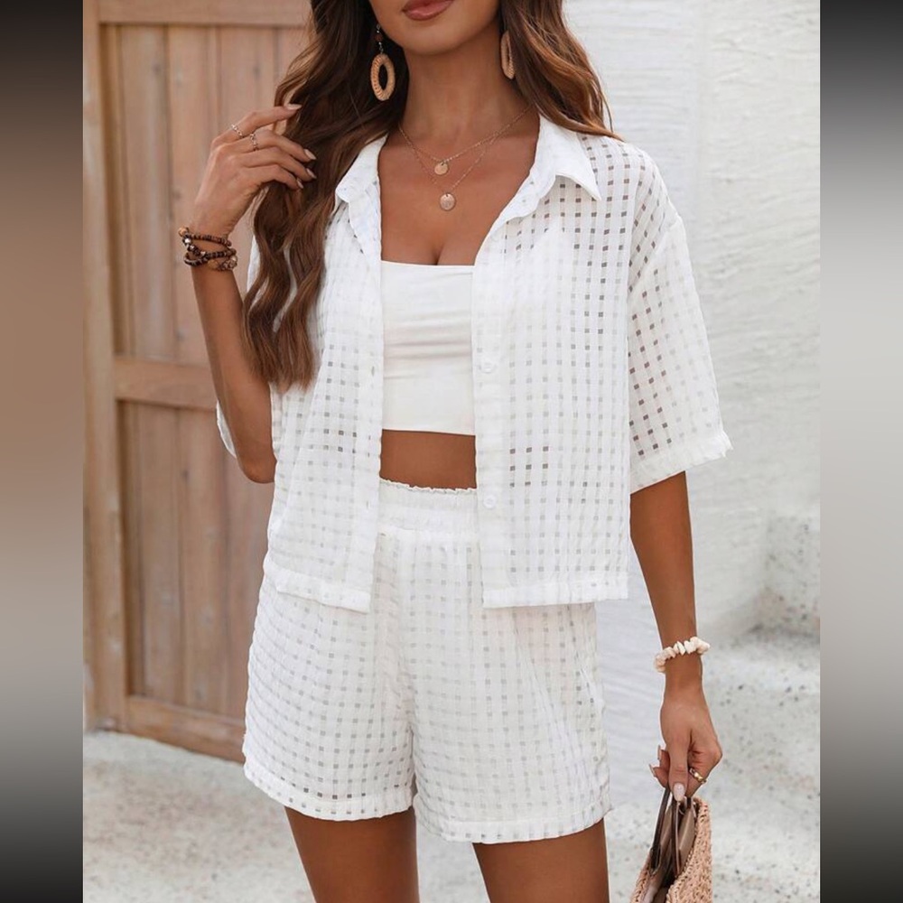 White Textured Two-Piece Set
